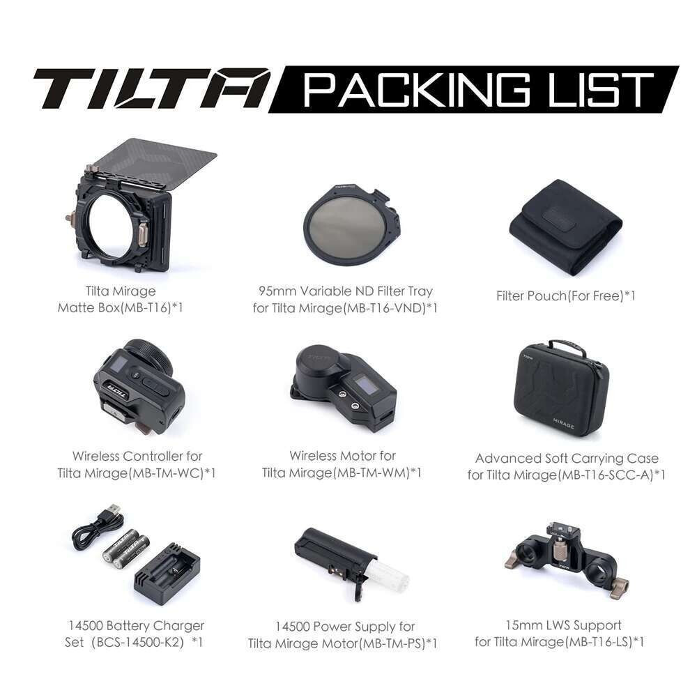 S TILTA MB-T16-B 4x5.6.5" rage Matte Box rae Motorized VND กรอบกรอง Rage Matte Box สําหรับกล้อง DSLR