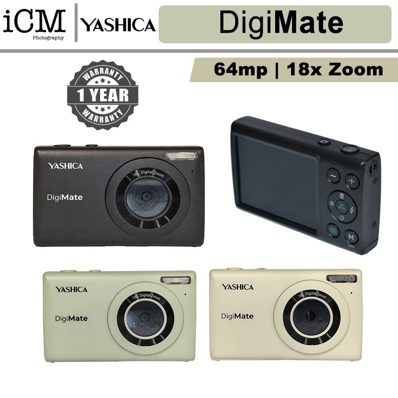YASHICA DigiMate 64mp กล้องดิจิตอลขนาดกะทัดรัด 18x Zoom/ กล้องดิจิตอล 4kTH99 AQ2A