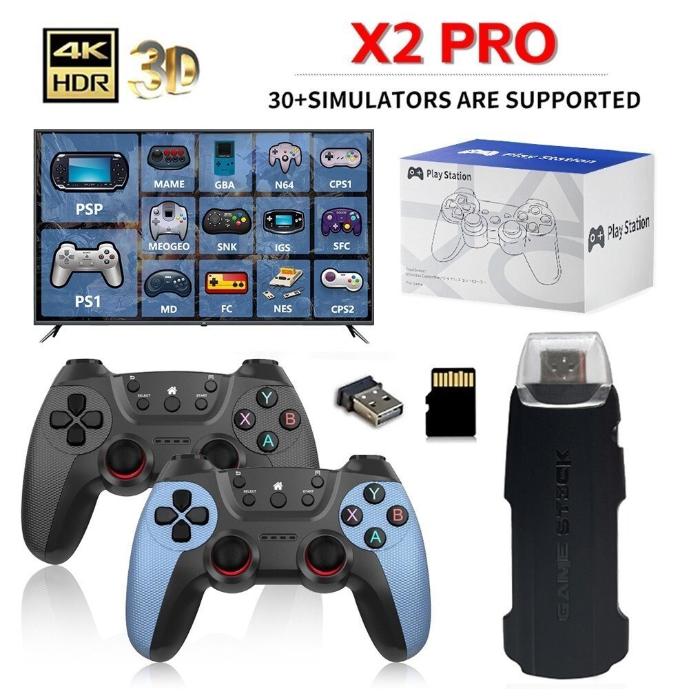 X2 PROคอนโซลเกมย้อนยุค 4K HD 60FPS 41000 + เกมย้อนยุค 128GB TF Card ControllerHT99 B2R9