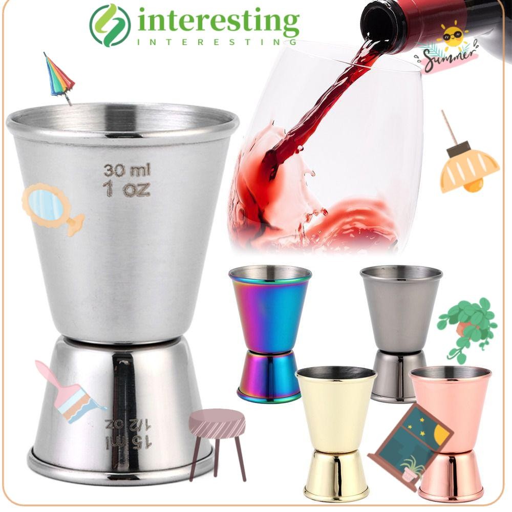 เครื่องปั่นค็อกเทล INTERESTING สไตล์ญี่ปุ่น 304 สแตนเลสวัด Jigger, 1/2-1oz Dual Shot วัดถ้วยบาร์