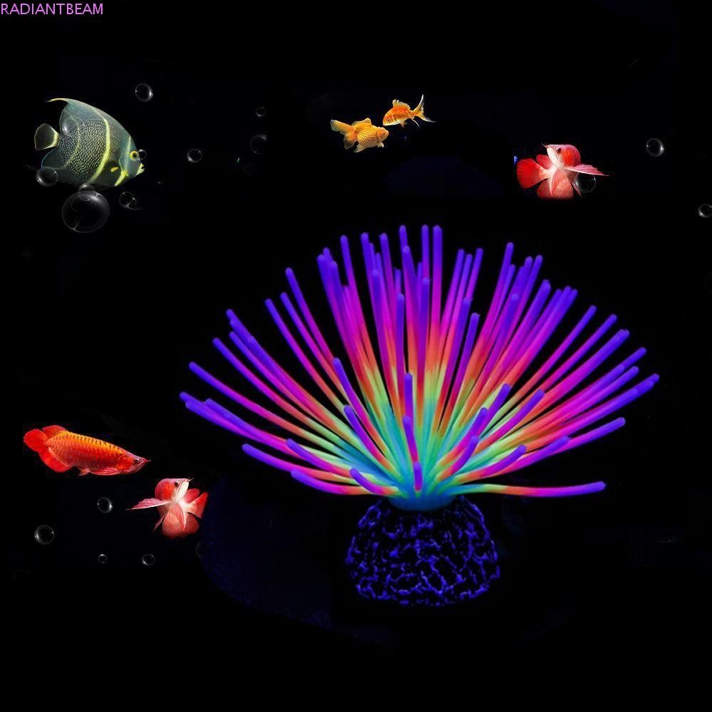 RADIANTBEAM Luminous Sea Urchin, จําลองเรืองแสง Sea Urchin หลอดไฟ, Coral เครื่องประดับซิลิโคนนุ่มปลอ