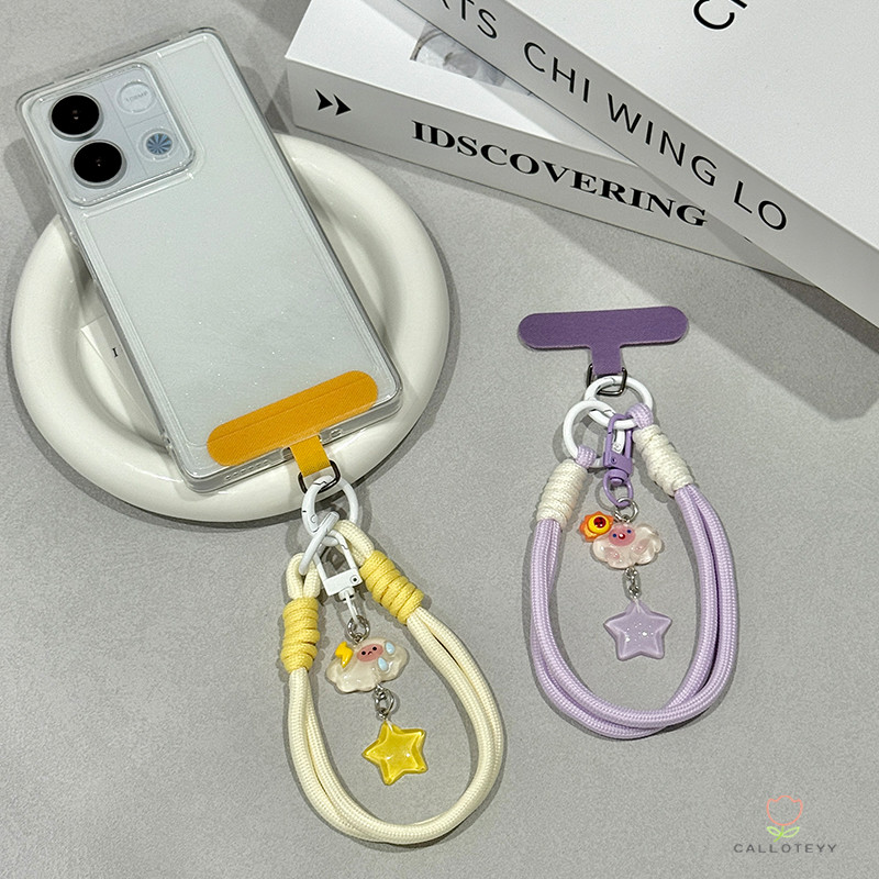 จี้โทรศัพท์รูปดาวเมฆ เชือกคล้องน่ารัก งานแฮนด์เมด เด็กผู้หญิงทอผ้า -CY