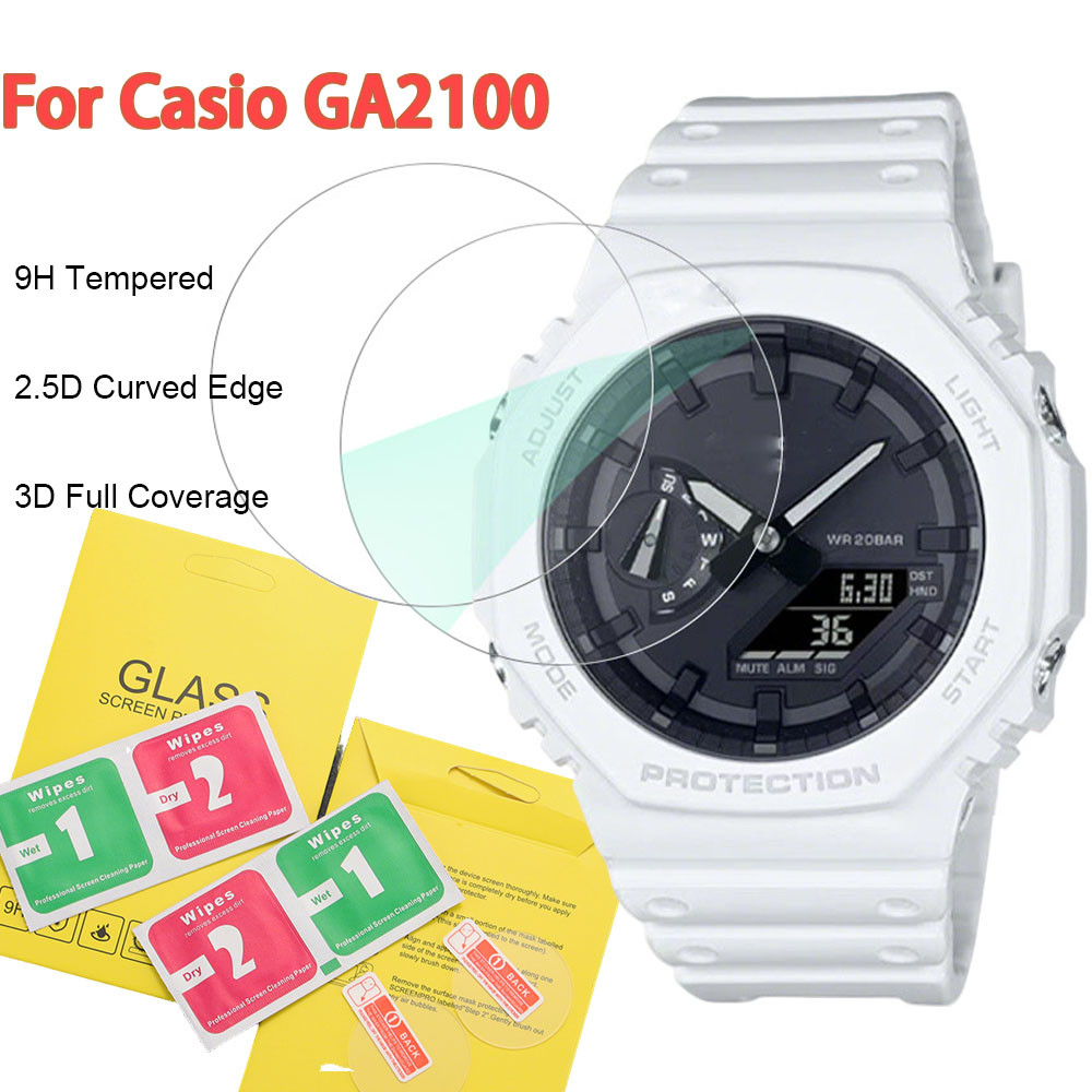 1/2/5PCS กระจกนิรภัยสําหรับ Casio GA2100 GA2110 GA2200 ฟิล์มนิรภัย HD ขอบโค้งนาฬิกาป้องกันหน้าจอป้อง