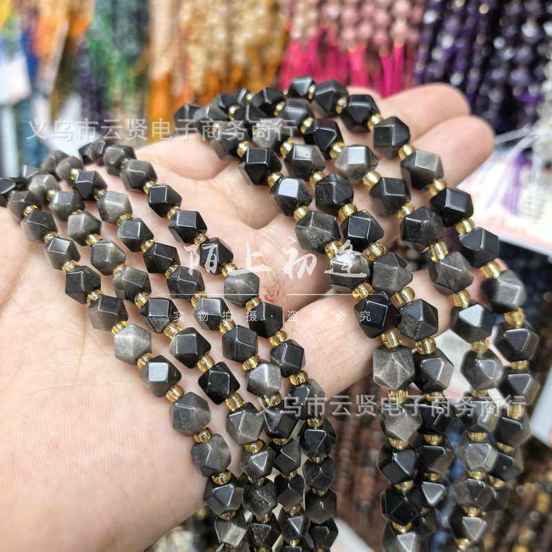 .obsidian แปดเหลี่ยม facet สํารอง DIY เครื่องประดับผมและสร้อยคอยูซ pace วัสดุ