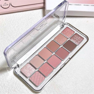 XIAOYUMI อายแชโดว์เนื้อแมทท์สีชมพู 12 สี โทนชมพูนม ประกายแวววาว เนื้อบางเบา เม็ดสีแน่น