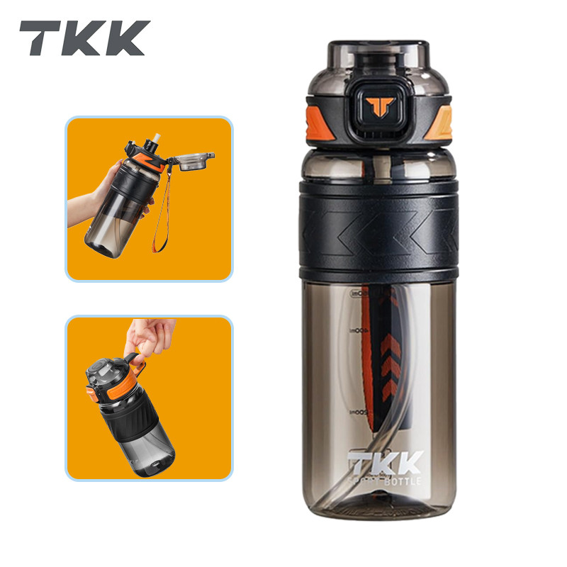 TKK ขวดน้ำเด็ก 600ml Tritan BPA Free พร้อมหลอดดูด ยกดื่มได้ 2in1 กันรั่ว น้ำหนักเบา สำหรับพกพาไป รร.