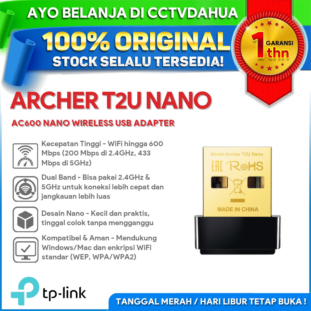 TP-LINK ARCHER T2U Nano AC600 Nano อะแดปเตอร์ USB ไร้สาย