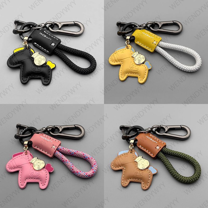 Motocycle Key Holder PU หนังเชือกถักพวงกุญแจรถยนต์ Key แหวนอุปกรณ์เสริมเงินรูปม้าออกแบบสําหรับของขวัญ