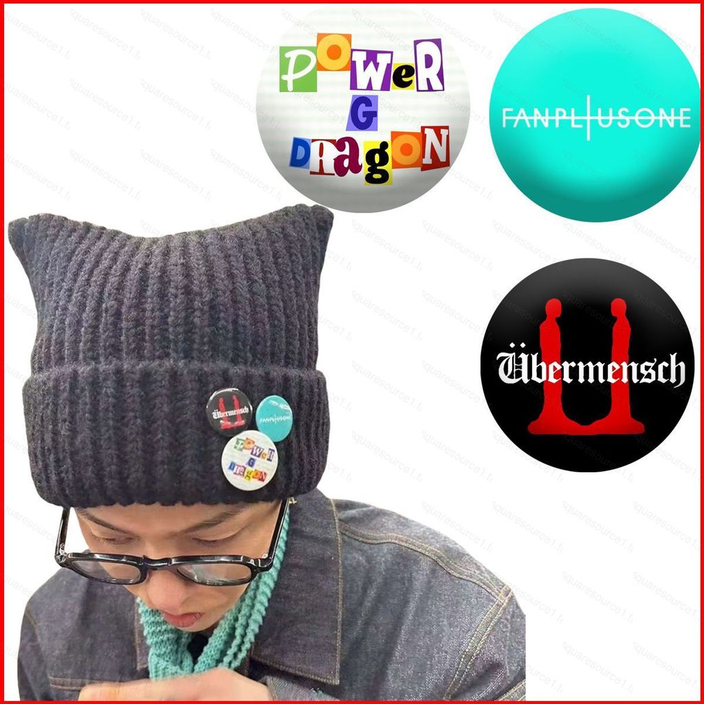 หมวกและเข็มกลัดแบบUbermenschของG-DRAGON ขนาด58มม. จากFANSPLUSONE