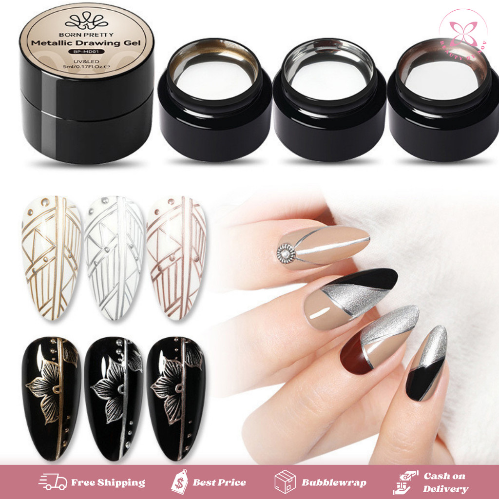 BeautyByNov - Nail Painting Gel Painting Gel Nail Art BORN PRETTY METALIC PAINTING GEL Bright Liner 