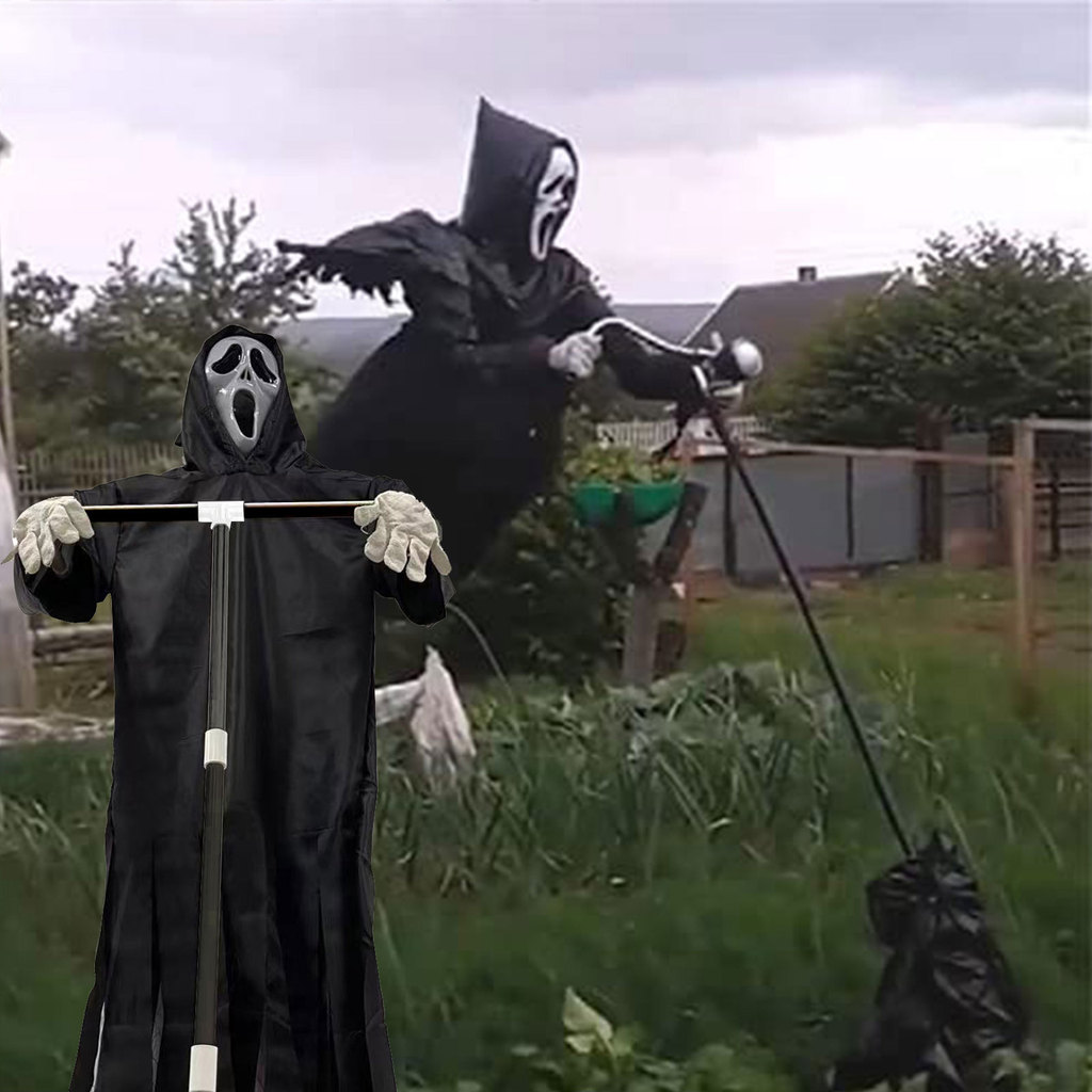ข้อเสนอที่ดีที่สุด Ghostface หุ่นไล่กาฮาโลวีนน่ากลัวแขวน Ghostface กรีดร้องหุ่นไล่กาสําหรับปาร์ตี้ฮา