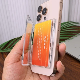 Phone Back Bills Storage Case - Magnetic Closed Card Case - Transparent Bank Card Holder - ID Card Protect Box - Portable, Anti-lost