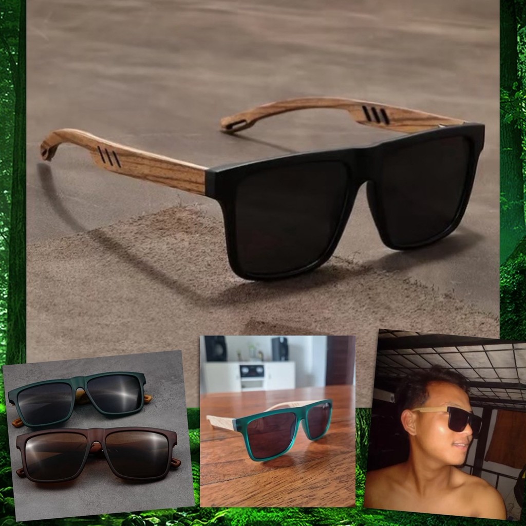 💙 แว่นกันแดด ขาลายไม้ Polarized แว่นกรองแสง แว่นตา กันลม กันฝุ่น UV กรองแสง ป้องกันรังสี แฟชั่น สไตล์เกาหลี 💙