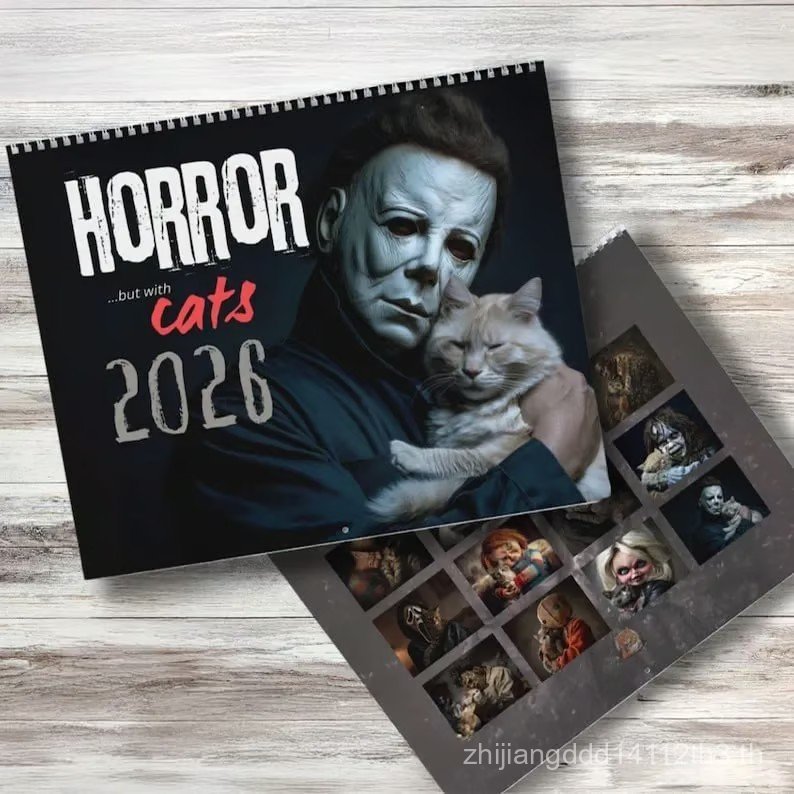 2026 年 Alexander Halloween Horror Movie Cats Wall Calendar Jennie 9AZ9