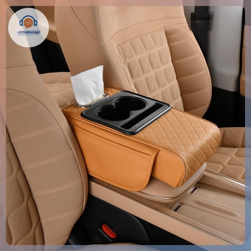 ชั้น รถแขนส่วนที่เหลือกล่องกระดาษทิชชูรถบรรทุกยานพาหนะคอนโซลกลางกล่องขยายที่เท้าแขนเบาะข้อศอกนุ่มสนับสนุนที่วางแก้วออแกไนเซอร์กระเป๋า ไทย