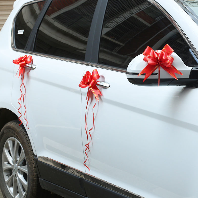 结婚蝴蝶结婚车装饰拉花婚礼用品大全车队车花汽车彩带车花手拉花Wedding Bow Wedding Car Decoration Flower Wedding Supplies20251020