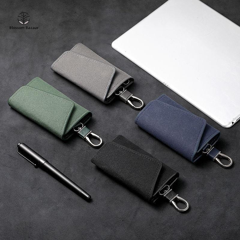 Blossom Bazaar กระเป๋าพวงกุญแจหนังแท้ผู้ชายผู้หญิง Key Holder Organizer กระเป๋ากุญแจรถ Simple Housekeeper Key Case ของขวัญ Mini Card กระเป๋า BB