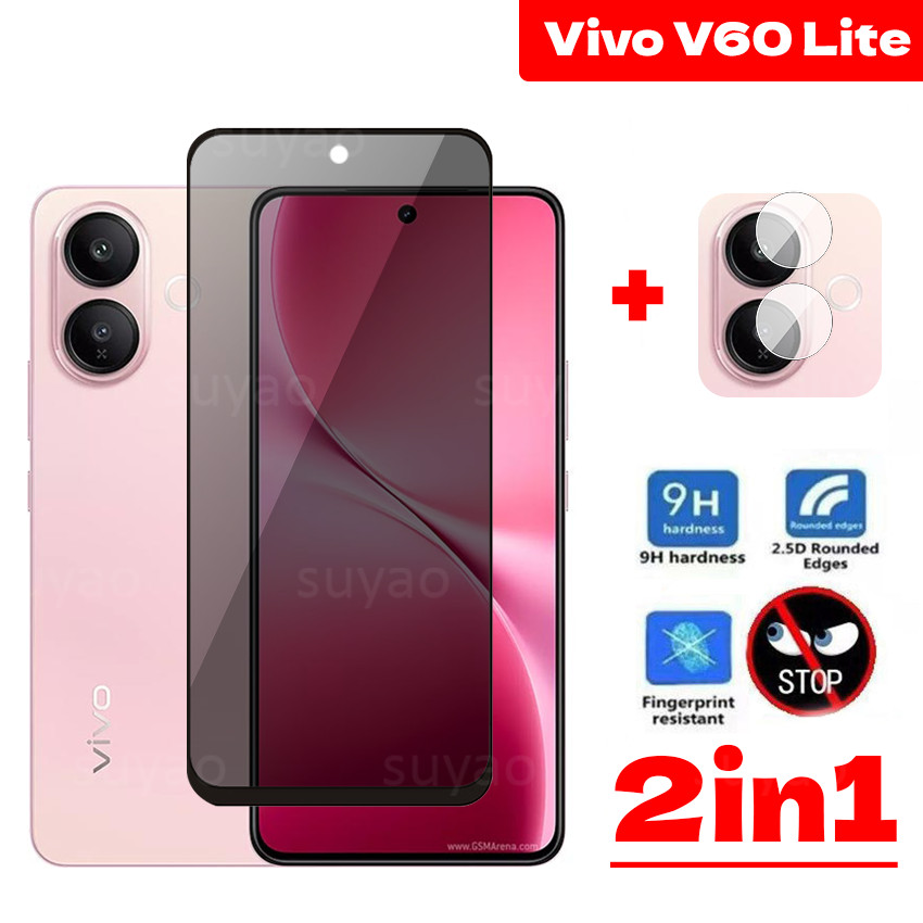 สําหรับ Vivo V60Lite V60 Lite 5G 4G 2025 Anti-Spy Full Privacy Tempered Peek Glass VivoV60Lite ป้องกันหน้าจอเต็มกล้องเลนส์ฟิล์ม Class Scratch 9H ความแข็งฝาครอบ