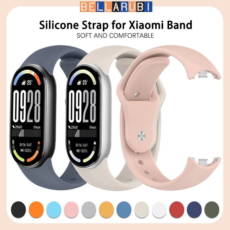 สายซิลิโคนอ่อนกีฬา for Xiaomi Mi Band 10 9 8 สายรัดข้อมือเปลี่ยนยาง สายรัดข้อมืออุปกรณ์เสริม for Miband 10 9 8 NFC