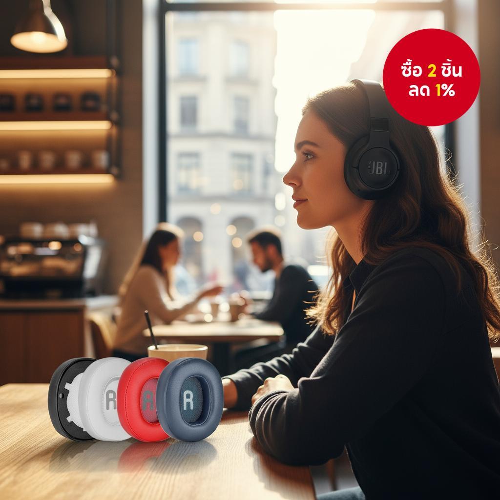 แผ่นรองหูหนังสําหรับเปลี่ยนฝาครอบสําหรับหูฟัง JBL Tune 700BT 710BT 760NC 750BTNC