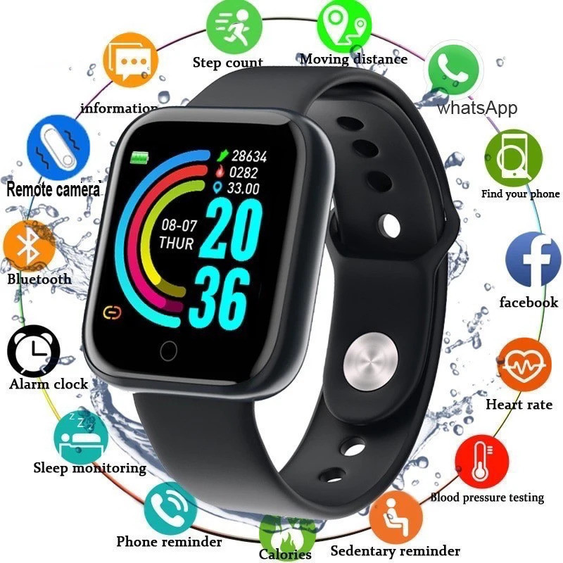ToKerNew Y68 สมาร์ทวอท์ชผู้ชายและผู้หญิงนาฬิกาข้อมือ Smartwatch นาฬิกาอิเล็กทรอนิกส์ฟิตเนส Monitor ข