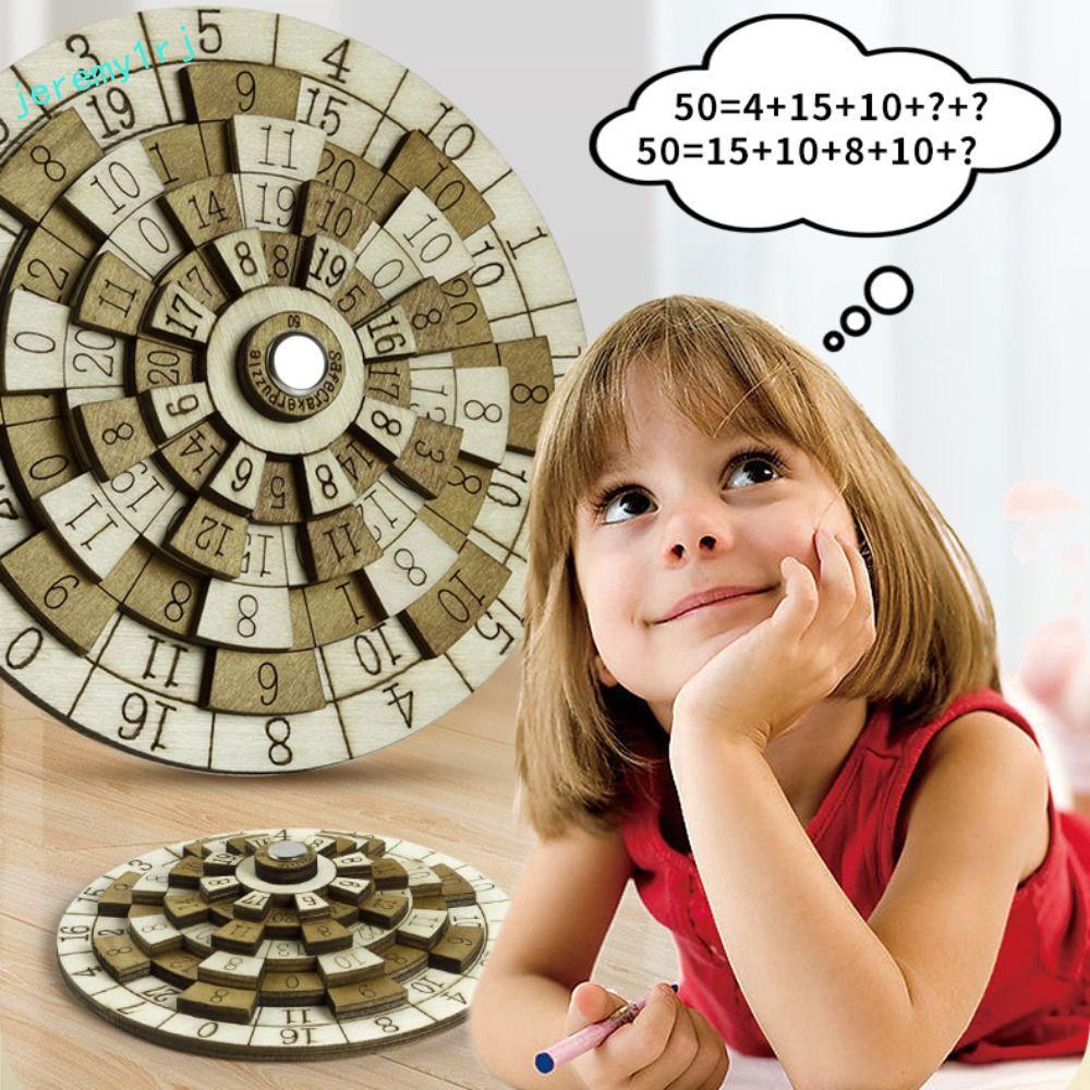 JEREMY1RJ ปริศนาดิจิตอลของเล่น,แผ่นเสียงไม้ Huarong Road Number Puzzle, IQ Test สมอง Teasers Maze Lo