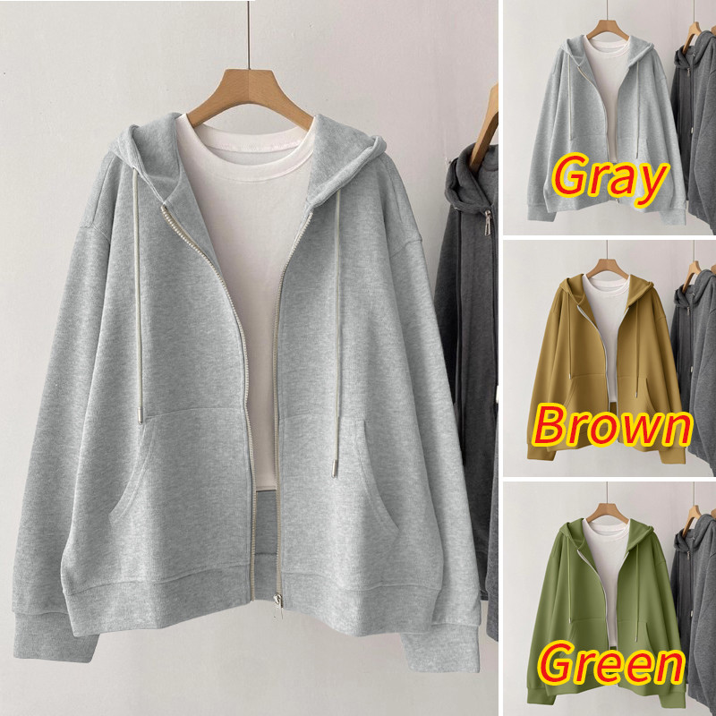 ZANZEA เสื้อฮู้ดผู้หญิง แบบซิป-up ลายเกาหลีแขนยาว สวมใส่สบาย ๆ ในทุกวัน — صورة 3