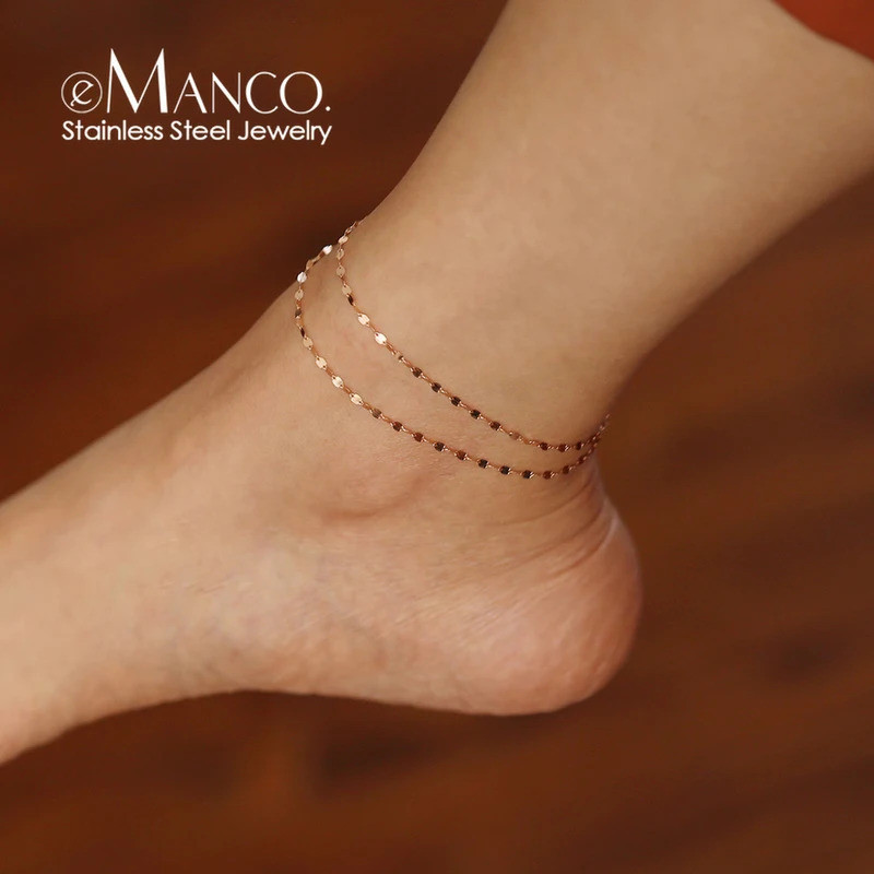 EManco สร้อยข้อมือสแตนเลสเคลือบเงิน 14K Gold Plated สไตล์มินIMALIST สำหรับวันทำงานและวันหยุดชายหาด