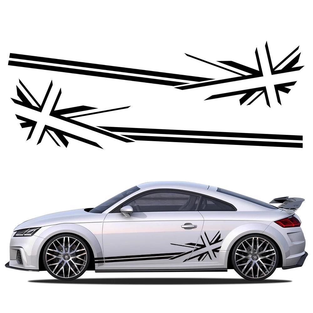 รถ Racing Stripes กราฟิกประตูด้านข้างสติกเกอร์ไวนิล Decal อุปกรณ์เสริมอัตโนมัติสําหรับ Audi TT 8N MK
