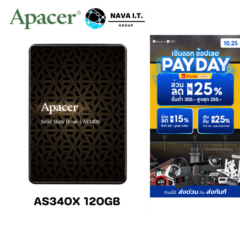 APACER SSD SATA 2.5 AS340X 120GB - 480GB (AP480GAS340XC-1) เอสเอสดี