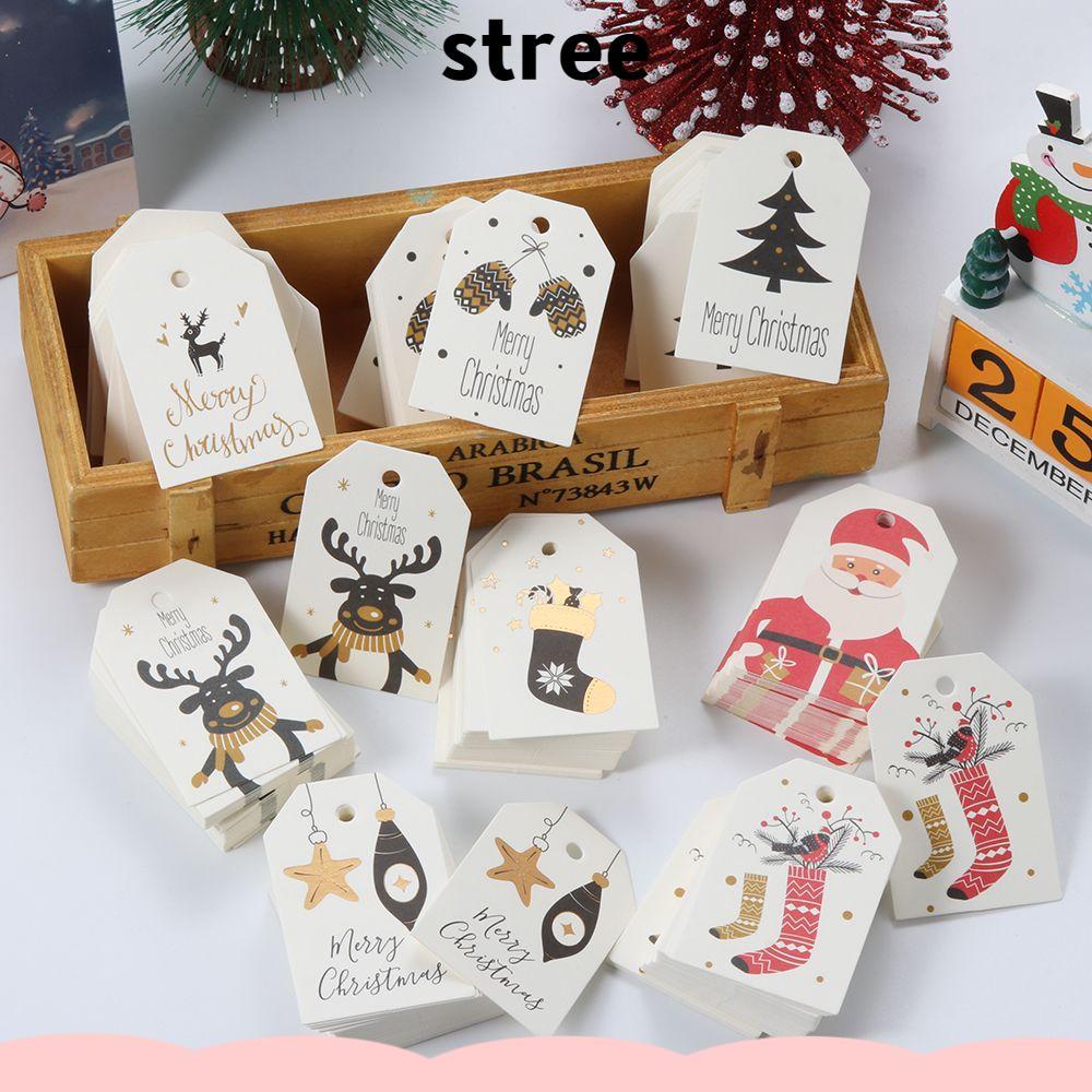 STREE 50 ชิ้นแท็กคราฟท์ซานตาคลอสห่ออุปกรณ์คริสต์มาสตกแต่งป้ายคริสต์มาส