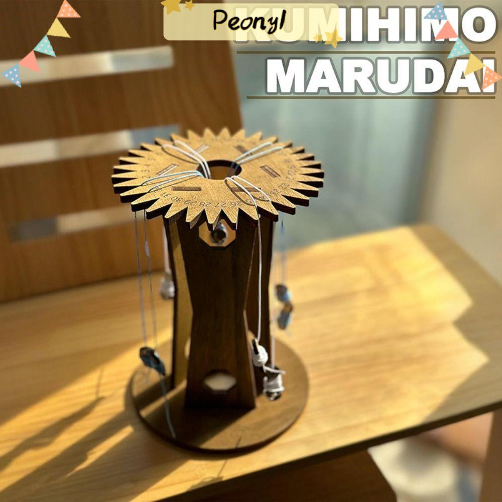 PEONY Kumihimo Marudai Disk, Handmade Vertical Hand Rope Braiding Disk, DIY Wooden Hand Rope Braidin