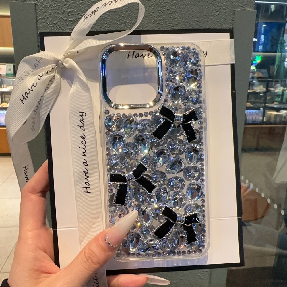 เข้ากันได้สำหรับ Samsung Galaxy A57 A37 A27 A17 A07 A16 A06 A56 A36 A26 A55 A35 A25 A15 A05 A04 A54 A34 A24 A14 A23 A33 A53 A73 A52 A72 A12 A22 A32 A13 A02S A03S A71 A50S M12 M22 M32 เต็มจอเพชร Bow โทรศัพท์กรณีป้องกันการชนกันเชล