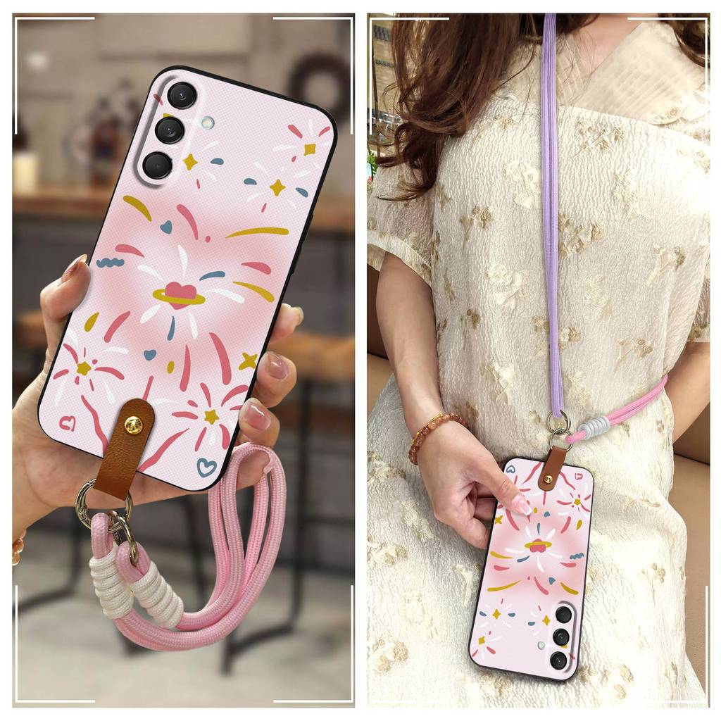 ฝาหลัง Graffiti เคสโทรศัพท์สําหรับ Samsung Galaxy M55 5G/SM-M556B/C55/F55/M55S Lanyard การ์ตูนเต็มห่