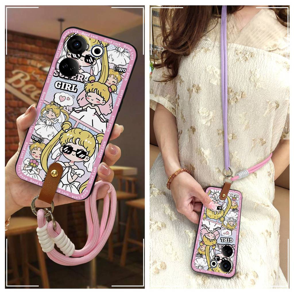 ซิลิโคน Anti-knock เคสโทรศัพท์สําหรับ Tecno Camon20 Pro 4G/CK7N/Camon20 Lanyard Crossbody เส้นทแยงมุ