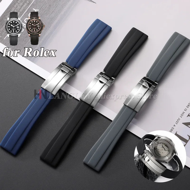 สายนาฬิกาข้อมือซิลิโคน ขนาด 20 มม . สําหรับผีน้ําสําหรับหอยนางรมสายรัดข้อมือยางกันน้ําสร้อยข้อมือกีฬ