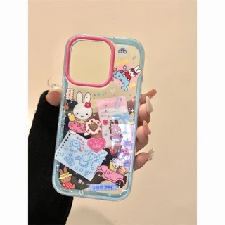 XINGX Miffy กระต่ายเล่นโปร่งใสเคสโทรศัพท์ Drop-Resistant สําหรับ iPhone 16 Promax 15 Promax 11 12 13mini XS XR XS Max 78se 7plus 6SP 6S