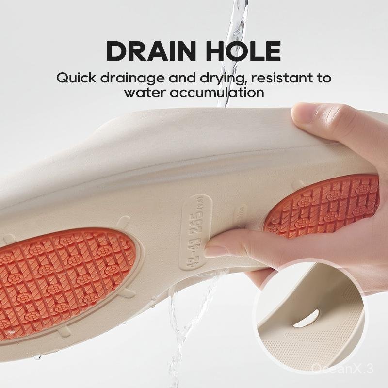 UTUNE รองเท้าแตะในห้องน้ำ รองเท้าแตะในร่มของผู้หญิงและผู้ชาย, พื้นหนา, กันลื่น, ระบายน้ำได้, Unisex,