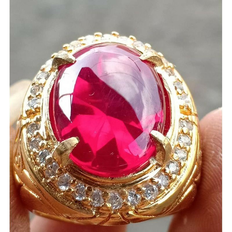 MERAH SIAM RED STONE RING 9 MHOS TOP COLOR