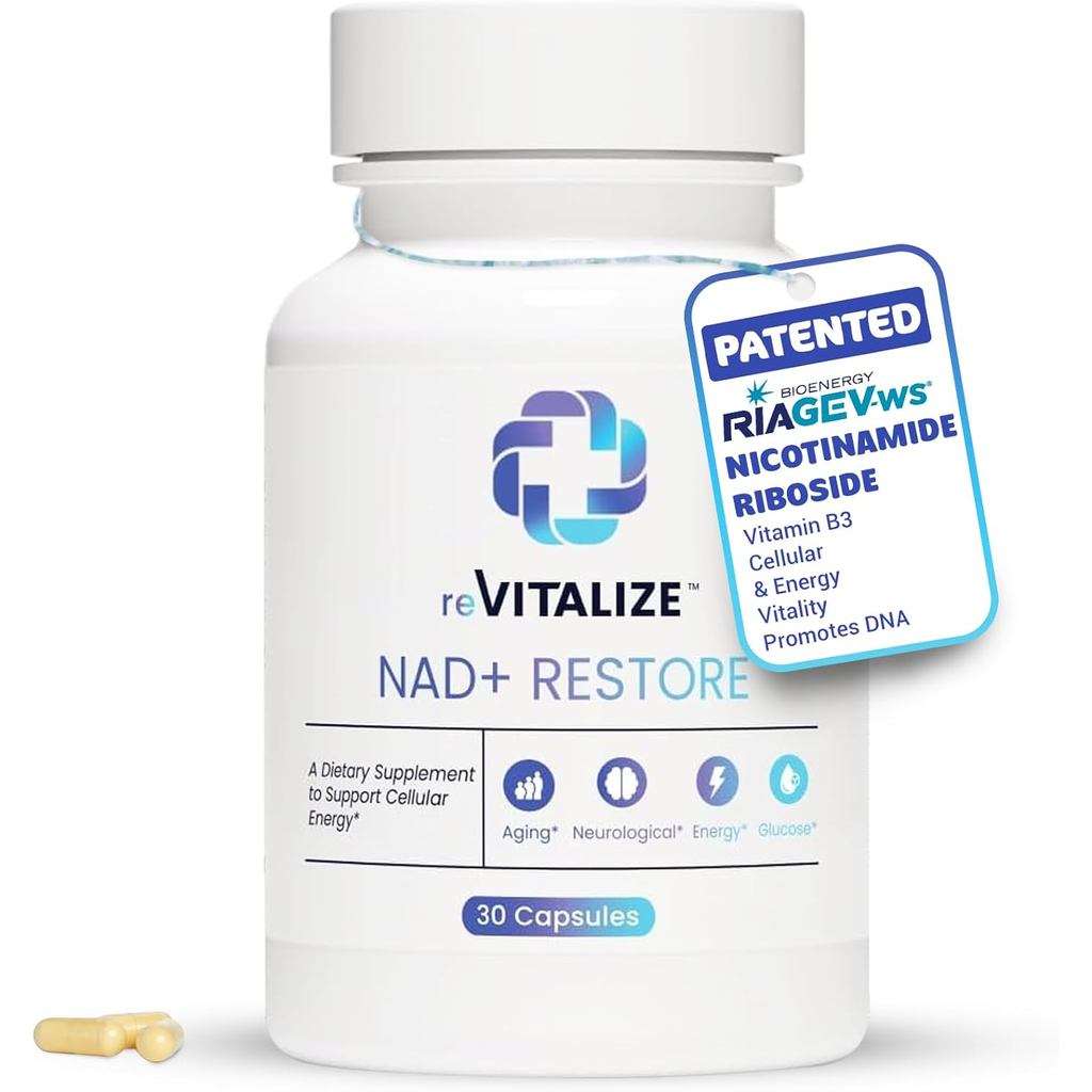 REVITALIZE NAD+ อาหารเสริม Anti-Aging 30 เสิร์ฟ - การแก้ไขเซลล์ด้วย 750 มก. Nicotinamide Riboside (N