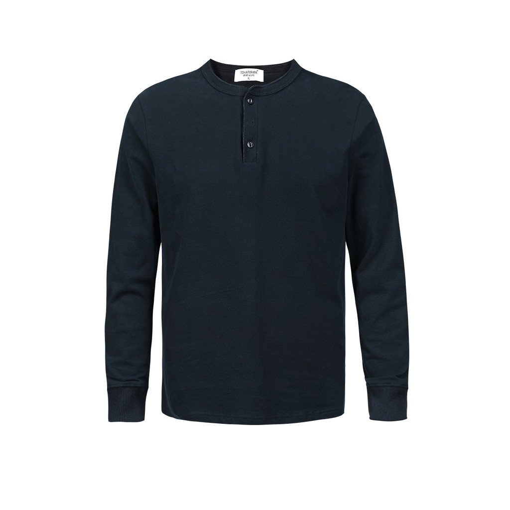 TOMATOPAPA เสื้อยืดแขนยาวคอ Henley สไตล์ยุโรปและอเมริกันสำหรับใส่เป็นเสื้อ outerwear ทรงกระชับ สีเรียบทึบ — صورة 6