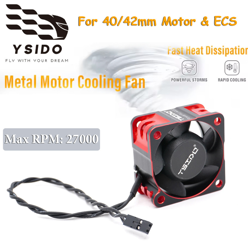 YSIDO RC มอเตอร์พัดลมระบายความร้อนอย่างรวดเร็ว 40x40 มม.พัดลมโลหะสําหรับ Traxxas ARRMA Hobbywing Rocket-RC 1/101/8 1/7 RC รถ 4074 4068 4274 4268