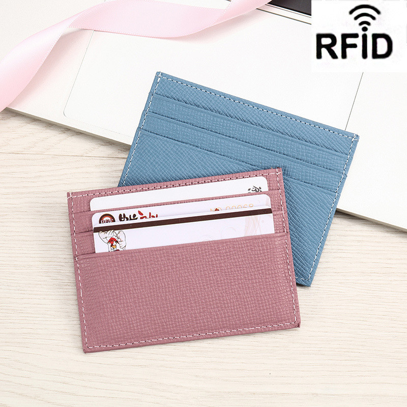 First Layer Cowhide RFID Bus Card Holder Men Multi-Card Slotของแท้หนังผู้หญิง Multifunctional Bank C