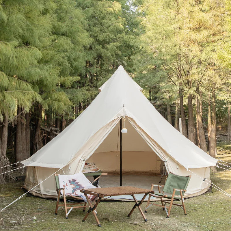 Outdoor Camping Glamping Safari กันน้ํา Breathable Yurt เต็นท์ผ้าฝ้ายผ้าใบ Bell เต็นท์