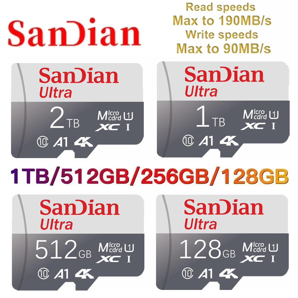 การ์ด Micro TF SD 2TB ความเร็วสูง 1TB TF SD การ์ดหน่วยความจํา 1TB โทรศัพท์มือถือกล้องคอมพิวเตอร์ การ