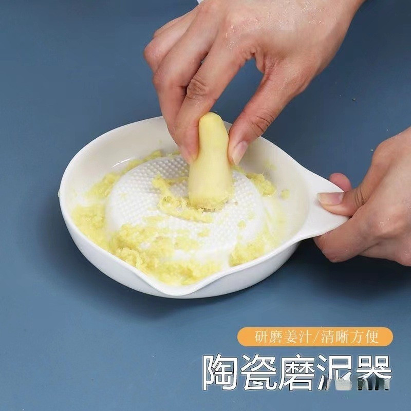 Hot Sale#Ceramic Ginger Grinder Manual Garlic Masher Garlic Paste Grinder Ginger Paste Ginger Juice 