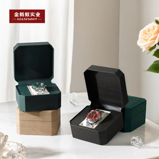 นาฬิกากลไกกล่องนาฬิกาพลิกไม้เนื้อแข็งเม็ดเครื่องประดับกล่องน…