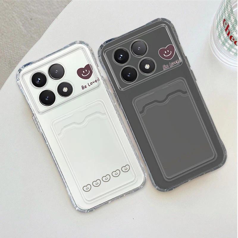 นุ่มกรณีATM IDการ์ดยิ้มรูปแบบรักสําหรับXiaomi Poco C61/X6 Pro/M6 Pro 4G/X6/C65/M6 Pro 5G/C55/X5 Pro/