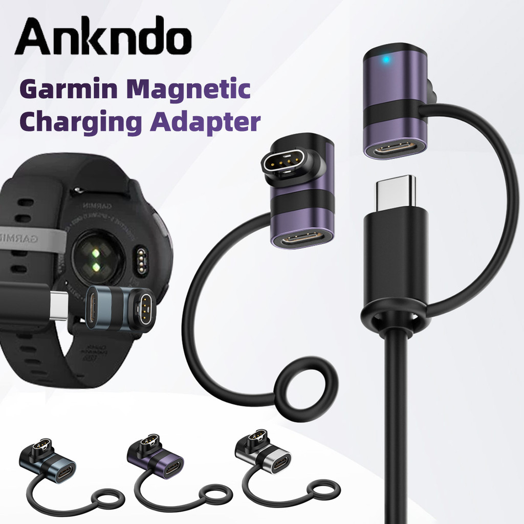 Ankndo USB Type-C Charger Converter แม่เหล็ก LED ตัวบ่งชี้นาฬิกาอะแดปเตอร์ชาร์จสําหรับ Garmin Quatix