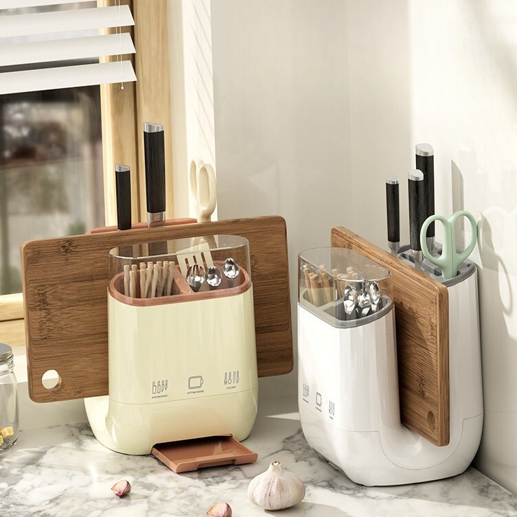 JUZ Kitchen Cutlery Holder Dustproof Kitchen Knife Storage Rack MultiFunctional Holder for Knives Ch